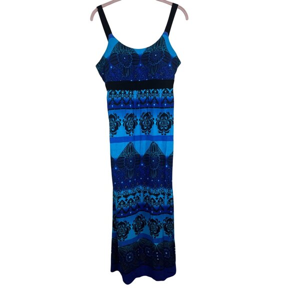 RK Original Dresses & Skirts - Colorful Floral Babydoll Tank Maxi Dress Blue 10 Geometric Damask Boho indie Art